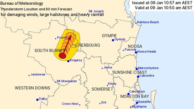 The BoM warning issued at 10.57am.