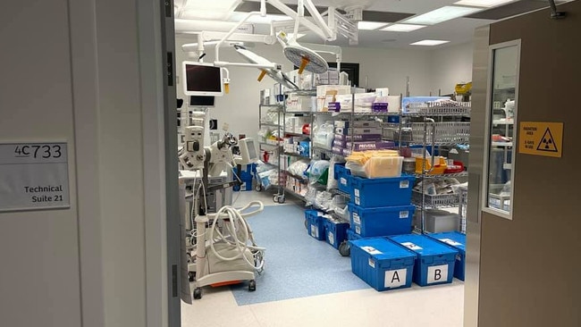 An operating theatre being used for storage. Picture: Craig Jurisevic