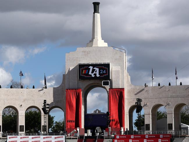 LOS ANGELES, CALIFORNIA - FEBRUARY 02: A general view of the Los Angeles Memorial Coliseum during previews for the NASCAR Cup Series Busch Light Clash at Los Angeles Memorial Coliseum on February 02, 2024 in Los Angeles, California. (Photo by Meg Oliphant/Getty Images)