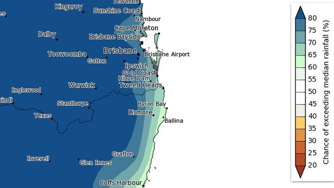 The Bureau of Meteorology says there is a good chance that higher than average rainfall will hit the Northern Rivers during winter. Picture: BOM NSW.