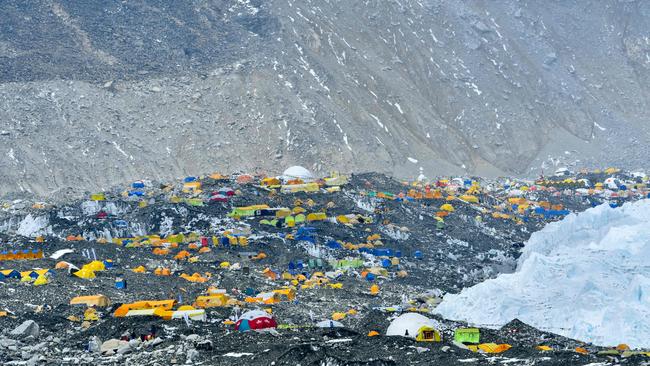 Expedition tents are seen at Everest Base Camp. Picture: AFP