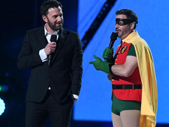 US actor Ben Affleck (L) and US television host Jimmy Kimmel were among the big celebrity names at the concert. Picture: AFP