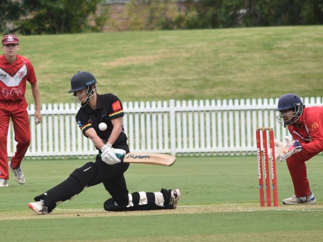 Fletcher Byrne sweeps for Penrith. Picture: Sean Teuma