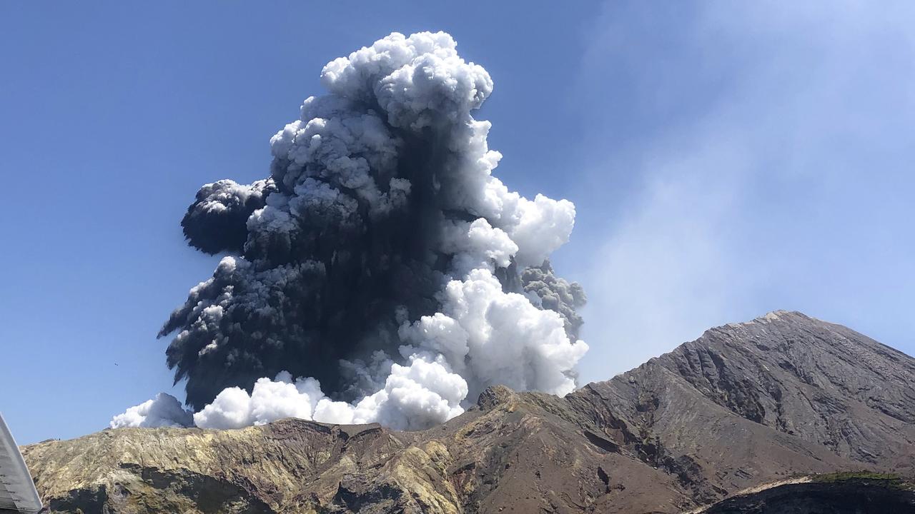 The volcano erupts on White Island off the coast of Whakatane. Picture: Lillani Hopkins via AP