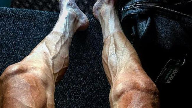 Pawel Poljanski posts a photo of his legs after the 16th stage.