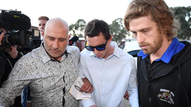 Salisbury West captain Adam Jones arrives at the tribunal before being handed a life ban. Picture: Brad Fleet