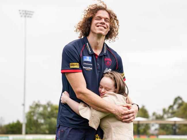 Ben Brown with his cousin Grace, 17. Photo courtesy of David McPherson/Melbourne Football Club