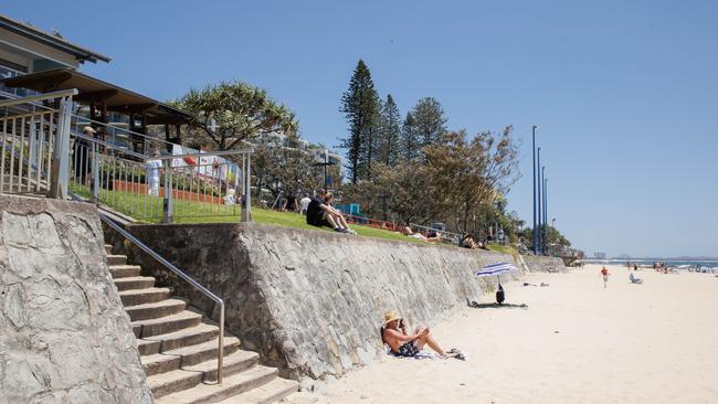 Current rock wall at Mooloolaba main beach. Picture Lachie Millard