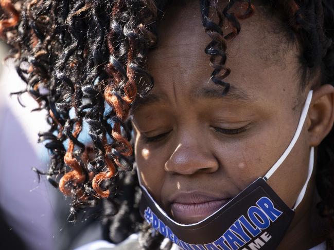 Tamika Palmer, mother of Breonna Taylor, looks on during a vigil for her daughter. Picture: AFP