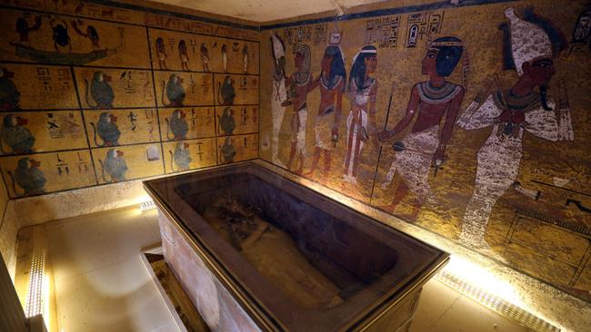 Inside the King Tutankhamun burial chamber in the Valley of the Kings, Luxor, Egyp. Picture; EPA.