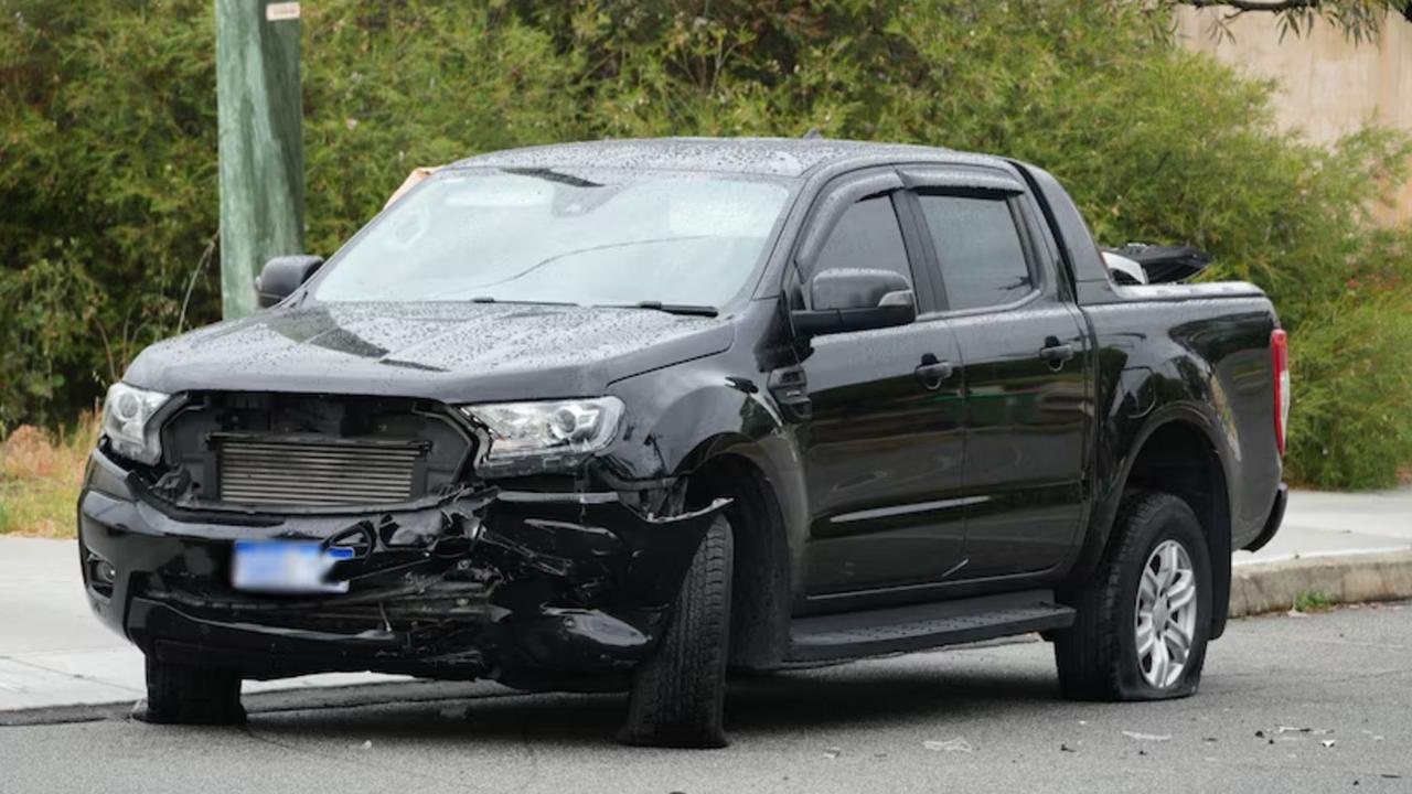 A driver allegedly hit a Ford Ranger before then slashed the vehicle’s tyres with a machete before he drove away from the scene. Picture: ABC