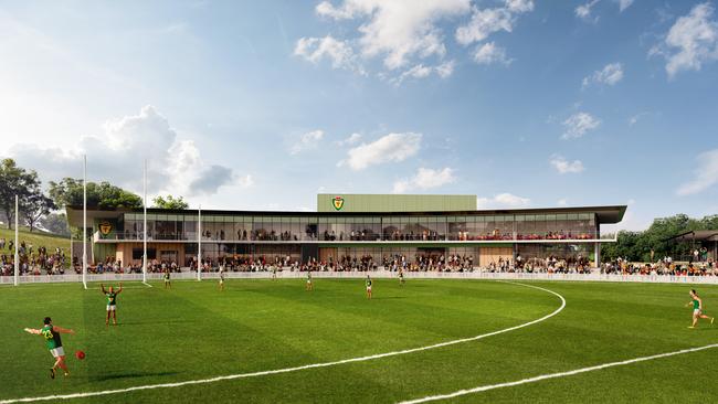 The Tasmanian Football Club High Performance Centre will be located at Kingston. Artist impression of the site. Picture: Supplied