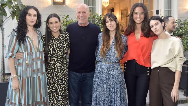 Rumer Willis, Demi Moore, Bruce Willis, Scout Willis, Emma Heming Willis and Tallulah Willis attend Demi Moore's 'Inside Out' Book Party on September 23, 2019 in Los Angeles, California. Picture: Getty Images