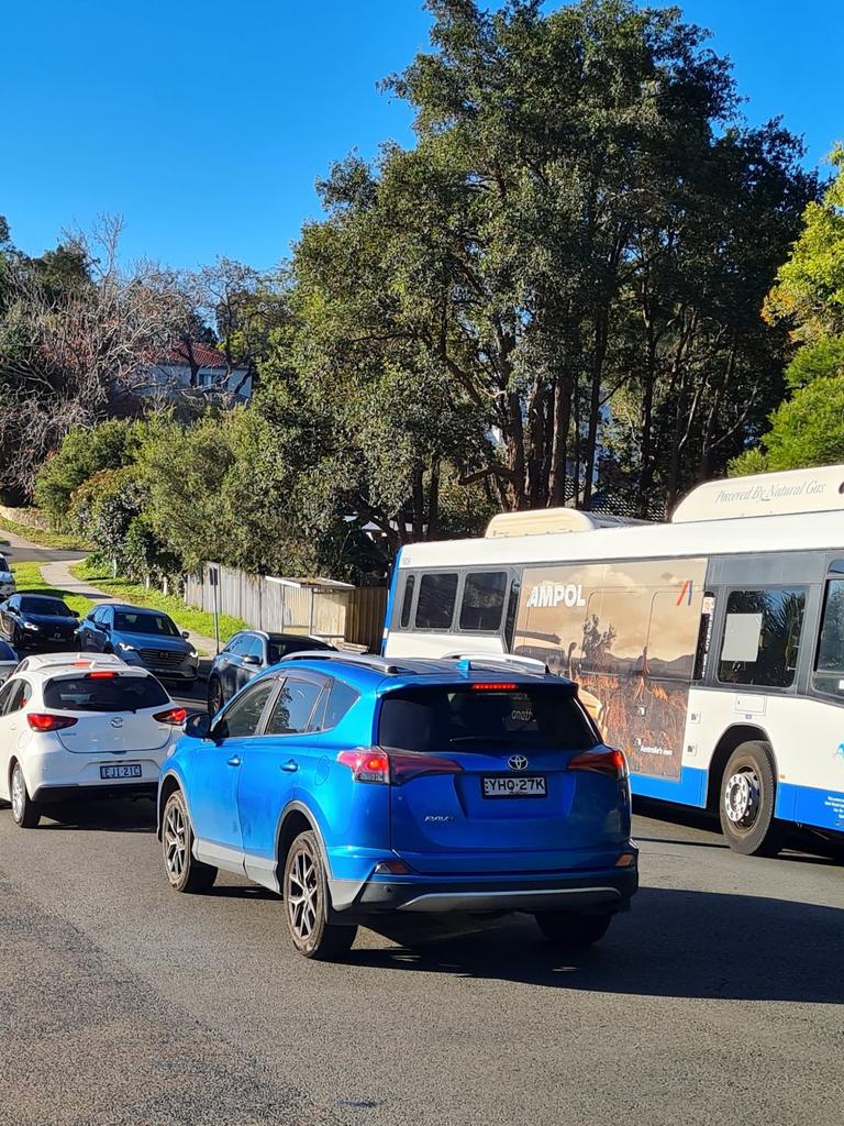 Peak-hour traffic on Felton Rd.