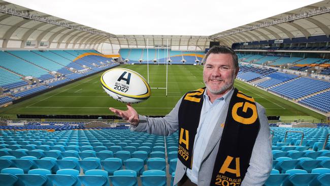 EX Wallaby, rugby world cup winner now a Rugby Australia board member, Dan Herbert, talks up the second Rugby Championship double header at CBUS this weekend on the Gold Coast.. Picture Glenn Hampson