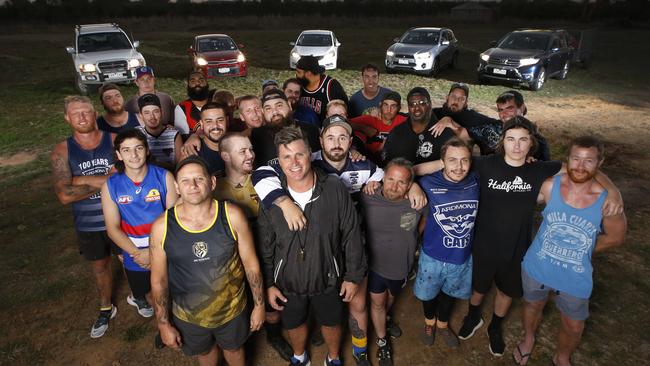 Shane Crawford with Ardmona Bush Cats players. Picture: David Caird