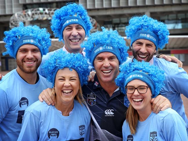 NSW coach Brad Fittler with loyal Blues supporters. Picture: Toby Zerna