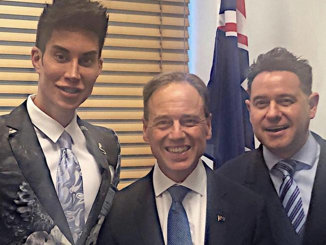 Jedlica with Health Minister Greg Hunt and Jayson McNaughton. Picture: Supplied