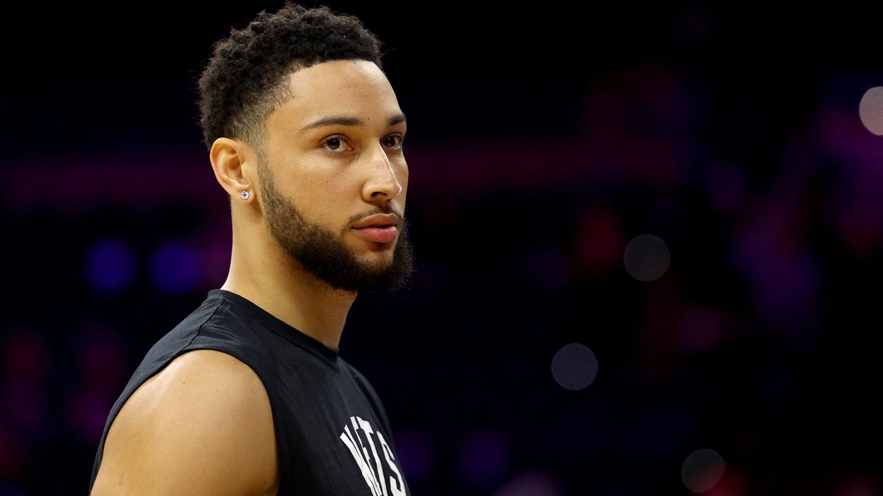 PHILADELPHIA, PENNSYLVANIA - MARCH 10: Ben Simmons #10 of the Brooklyn Nets warms up before the game against the Philadelphia 76ers at Wells Fargo Center on March 10, 2022 in Philadelphia, Pennsylvania. NOTE TO USER: User expressly acknowledges and agrees that, by downloading and or using this photograph, User is consenting to the terms and conditions of the Getty Images License Agreement. Elsa/Getty Images/AFP == FOR NEWSPAPERS, INTERNET, TELCOS &amp; TELEVISION USE ONLY ==