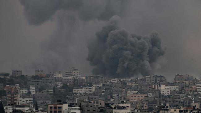 Smoke rises after an Israeli bombardment in Gaza City.