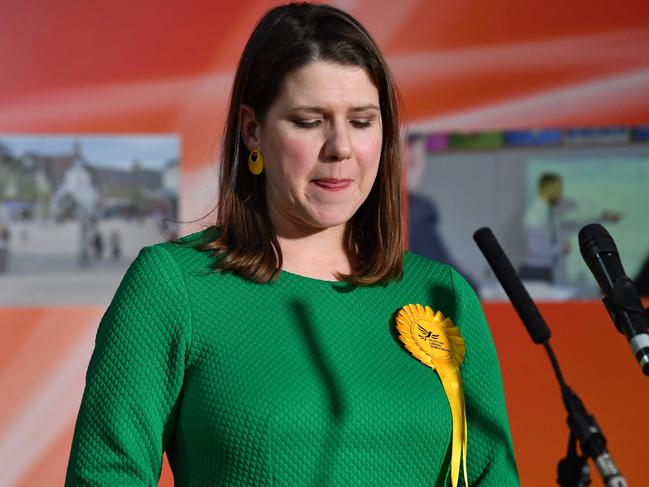 Britain's Liberal Democrat leader Jo Swinson reacts after losing her seat. Picture: Paul Ellis