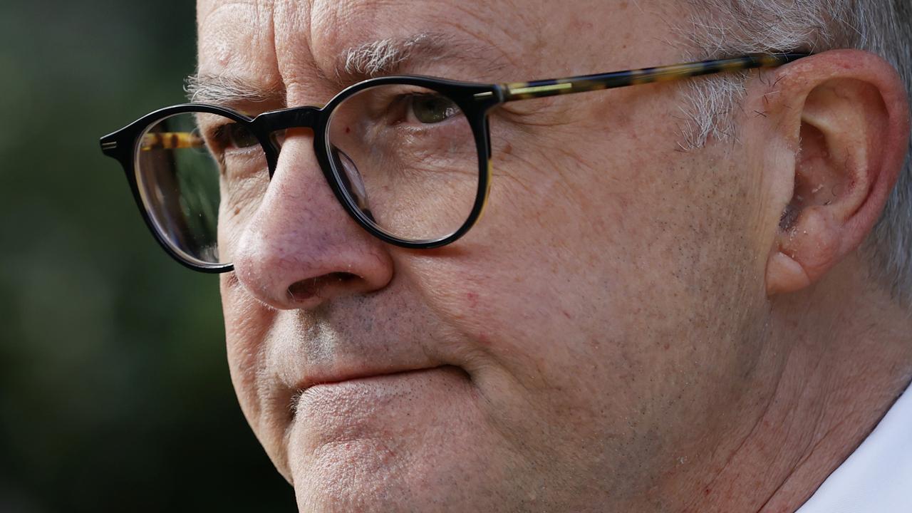 Australian Labor Leader Anthony Albanese addresses to the media during a visit to a Goodstart Early Learning Centre in West Ryde. Picture: Lisa Maree Williams/Getty Images