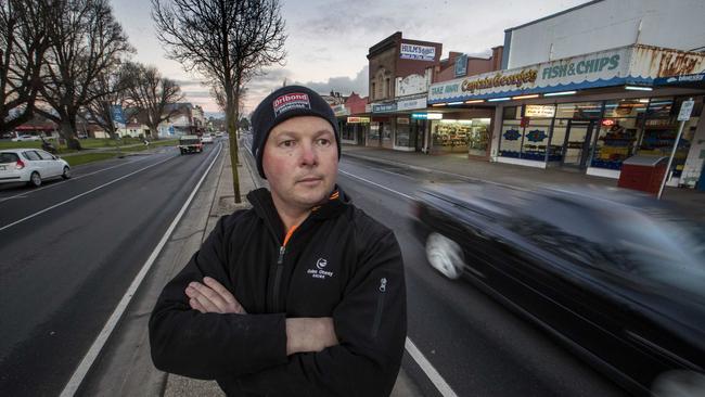 Mayor Jason Schram in the main st of Colac, Victoria, where a COVID-19 outbreak is causing concern for the town. Picture: David Geraghty