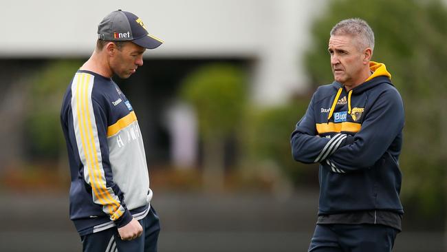 Chris Fagan and Alastair Clarkson during their time together at Hawthorn.