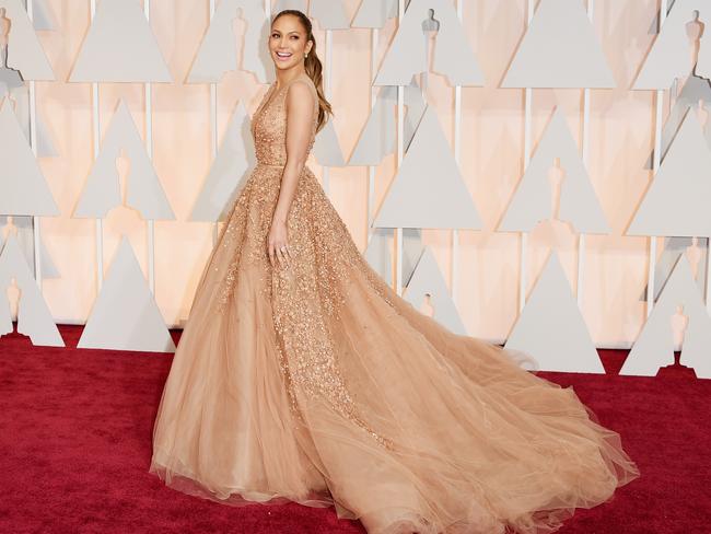 Fashion win ... actress and singer Jennifer Lopez wows on the Oscars red carpet. Picture: Getty Images