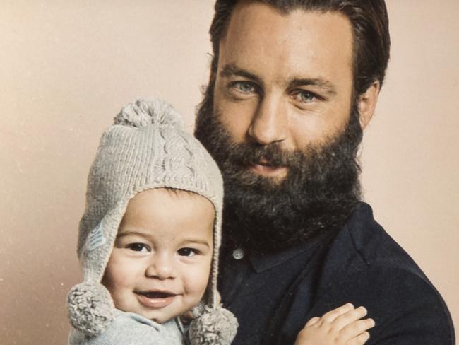 Jimmy Bartel, with son Aston. Picture: Supplied