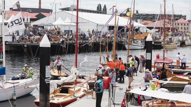 Hobart’s busy waterfront during the Australian Wooden Boat Festival. Picture: Samuel Shelley/Tourism Tasmania