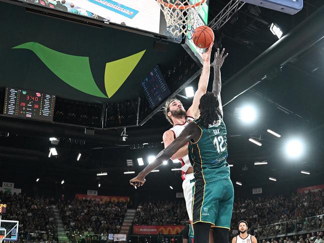 Sam Froling produced a dominant first half performance for the Hawks. Picture: Getty Images