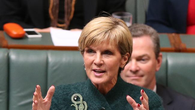 Foreign Affairs Minister Julie Bishop. Picture: Kym Smith