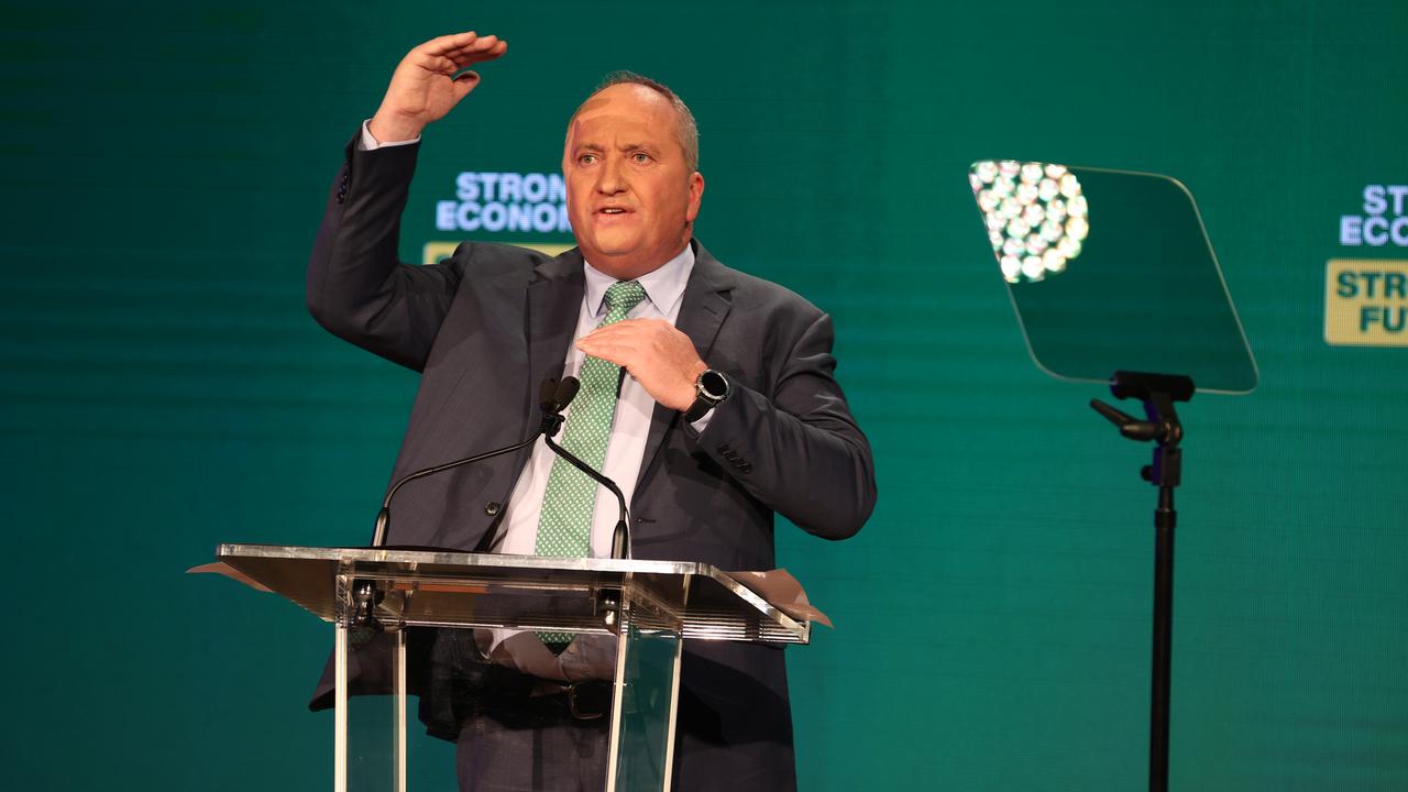 Barnaby Joyce speaks at the Coalition’s campaign launch. Picture: Jason Edwards