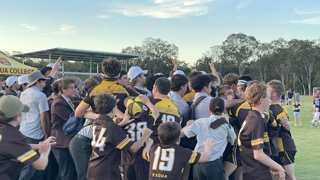 Padua College celebrates the 26-15 win over Ashgrove.