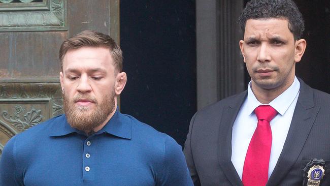 Conor McGregor is seen escorted from 78th Precinct in Brooklyn to be transferred to Court. 06 Apr 2018 Pictured: Conor McGregor. Photo credit: TM / MEGA TheMegaAgency.com.