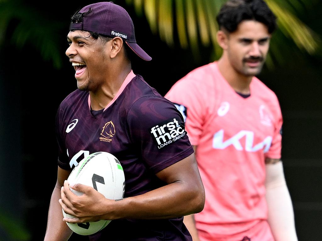 Payne Haas in action during a Brisbane Broncos NRL training session News  Photo - Getty Images