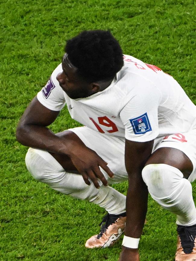 A disappointed Alphonso Davies after the final whistle.