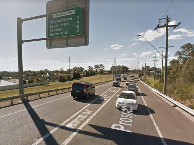 The Prospect Highway received 111 votes for traffic congestion, pushing it into the top five in western Sydney, in a recent NRMA survey. Picture: Google.