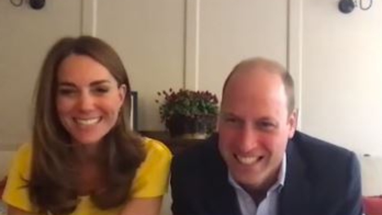 Kate Middleton and Prince William speaking to firefighters and business people from Kangaroo Island during a video call. Picture: Supplied