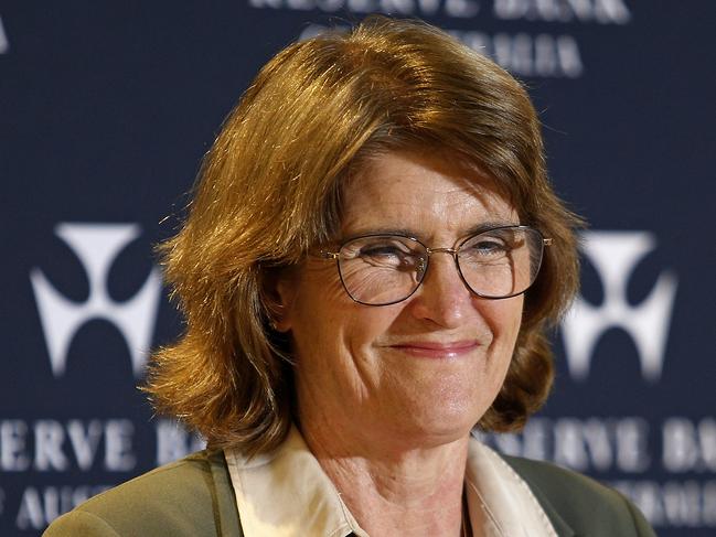 SYDNEY, AUSTRALIA - NewsWire Photos SEPTEMBER 24 , 2024:   Reserve Bank Governor Michele Bullock holding a press conference discussing the Reserve Bank Board's monetary policy decision. Rates will remain the same for now until inflation drops further. Picture: NewsWire / John Appleyard