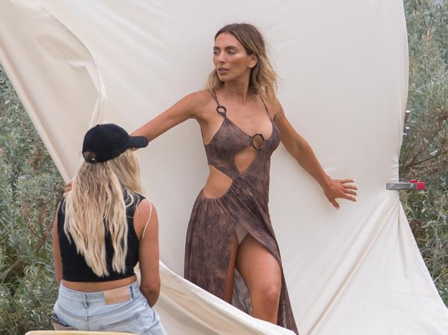 Nadia Bartel was spotted with Ellie Pearson during a photo shoot in Williamstown for SprayAus. Picture: Matrix Media Group.