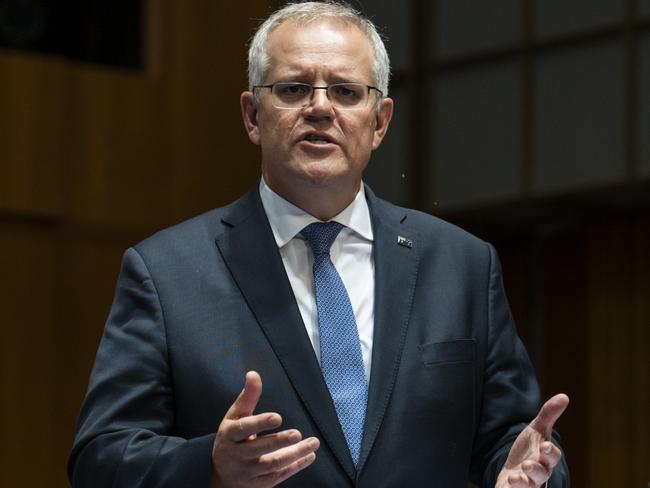 CANBERRA, AUSTRALIA - NewsWire Photos DECEMBER 13, 2021: POOL Prime Minister of Australia Scott Morrison meets with His Excellency Mr Moon Jae-in, President of the Republic of Korea at Parliament House, Canberra. Picture : NCA NewsWire / Martin Ollman