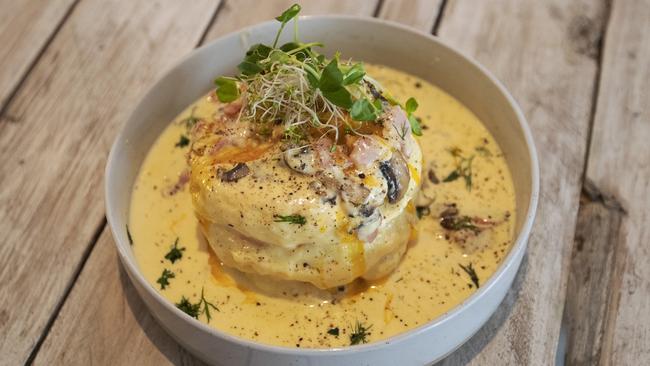 The carbonara souffle pancakes. Picture: Nigel Hallett