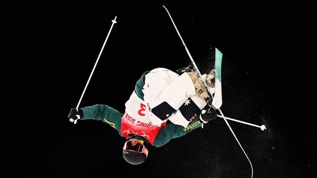 Anthony competes in the women’s moguls. Picture: Getty Images