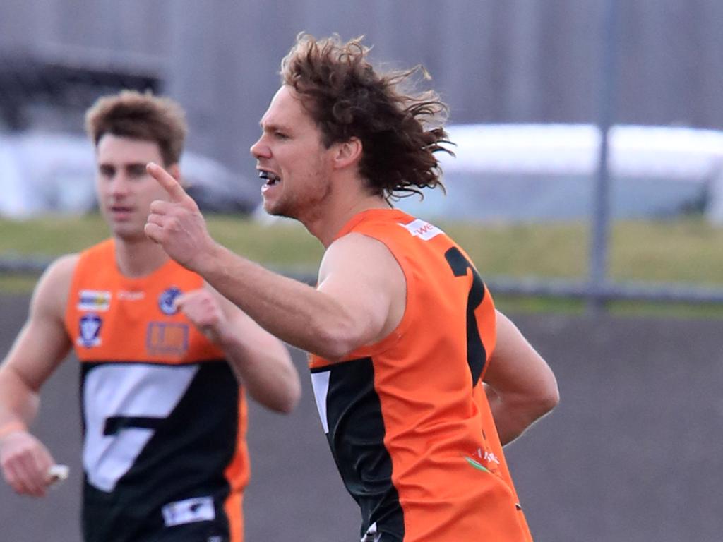 Patrick Eastman kicked five goals for the Giants. Picture: Mark Wilson