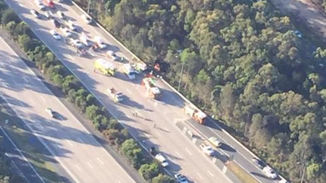 Traffic banking back on the M1 after a truck crash.