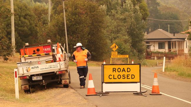 The road to Maydena was closed at Westerway. Picture: NIKKI DAVIS-JONES