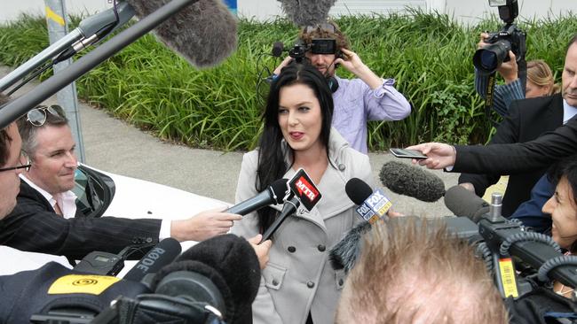 St Kilda schoolgirl Kim Duthie speaking to the media at the time.