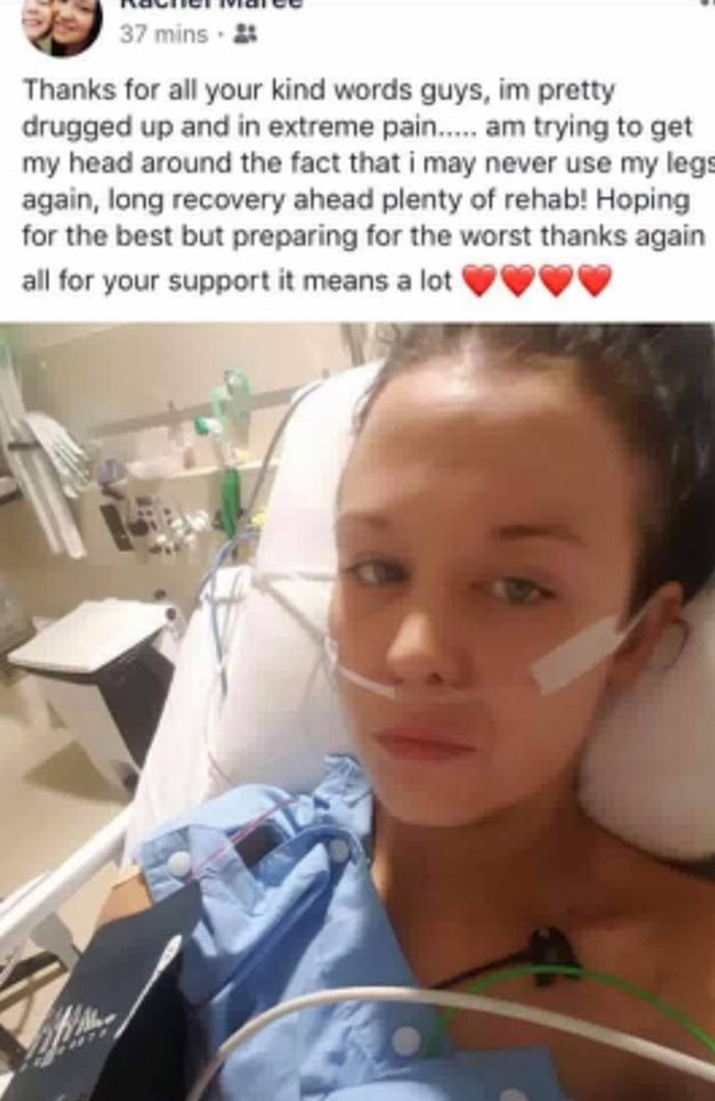 Rachel posted to her friends on Facebook following the accident.